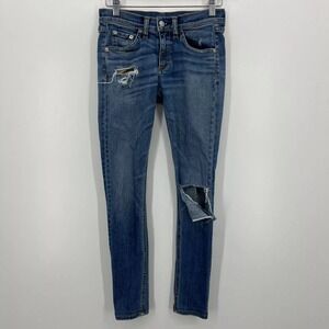 Rag & Bone Jeans Women's Size 25 Blue Skinny Zip Fly Distressed‎ Medium Wash